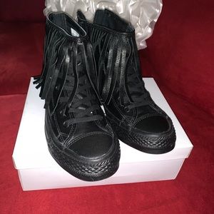 Leather fringe converse